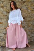 Arbi Gingham Palazzo Pant Indian Pink